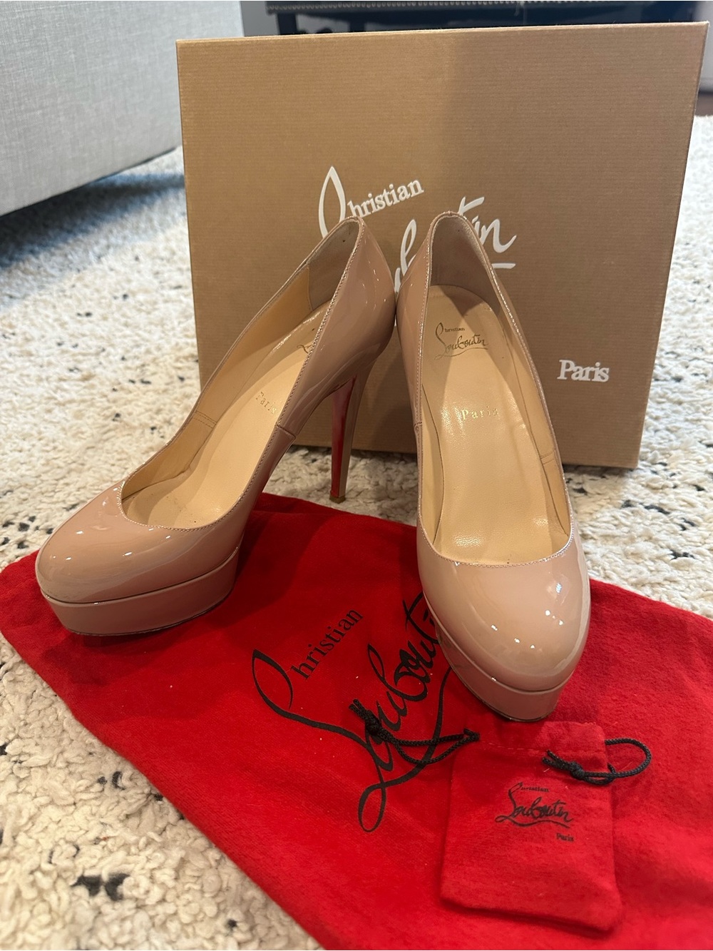 Christian Louboutin Nude Bianca 120 Patent Platform